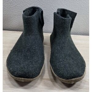Glerups Felted Wool Ankle Boots Forest Green Leather Sole Women's‎ 10